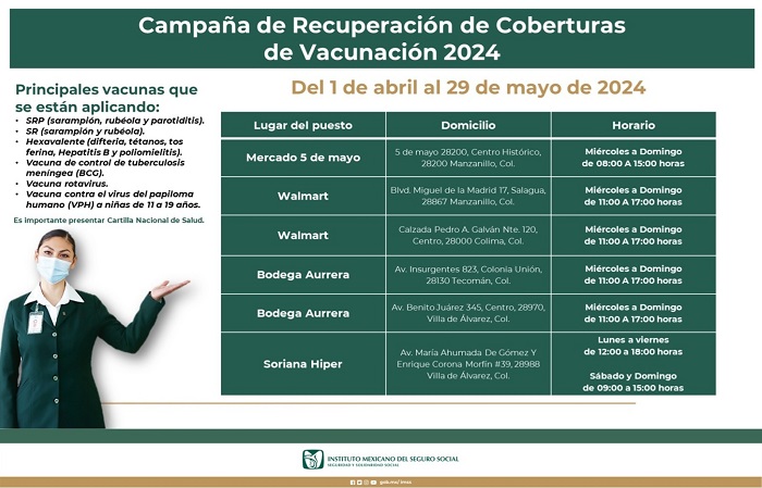 Participa IMSS Colima en la Campaña de Recuperación de Coberturas de Vacunación