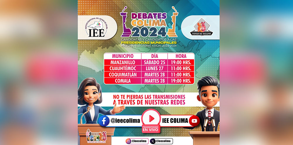 Organiza IEE debates en Comala, Coquimatlán, Cuauhtémoc y Manzanillo; contribuye a fomentar un voto informado