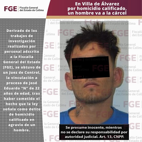 En Villa de Álvarez por homicidio calificado, un hombre va a la cárcel