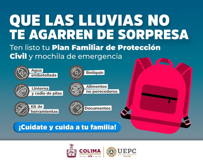 UEPC Colima exhorta a la población a reforzar la prevención en temporal de lluvias