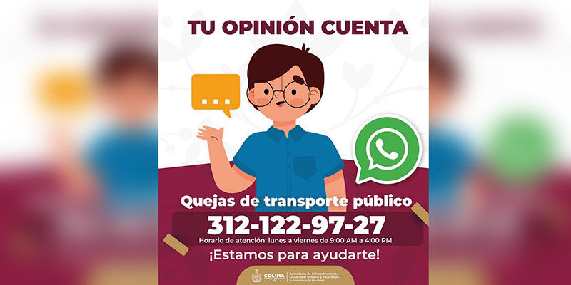 Subsemov abre WhatsApp para reportar irregularidades en el transporte público y mejorar el servicio