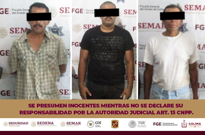 En hechos distintos, tres masculinos fueron detenidos en el municipio de Colima