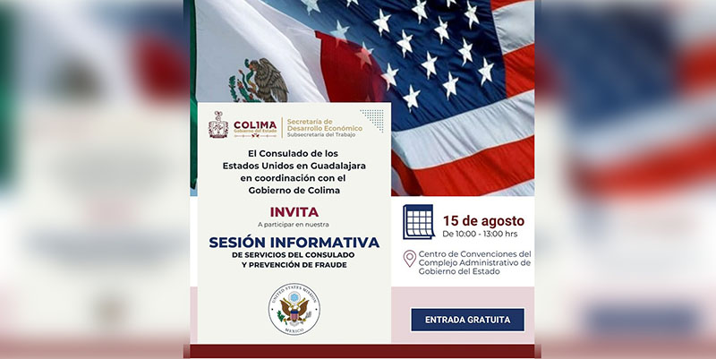 Subsecretaría del Trabajo de Colima invita a charla con el Consulado de Estados Unidos