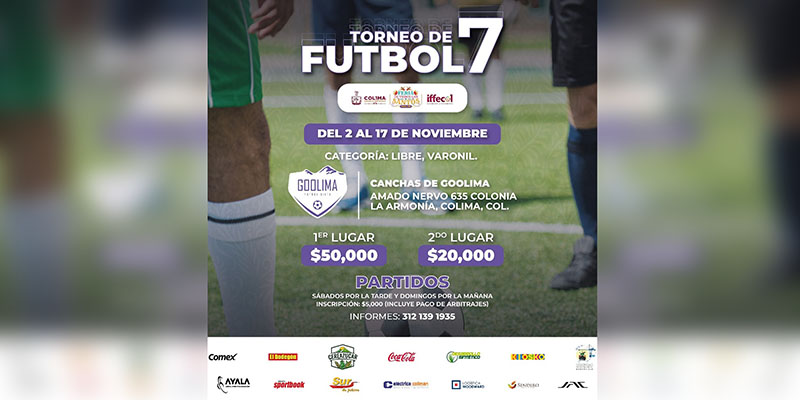 Iffecol invita al torneo de Futbol 7 en la Feria de Colima: $50 mil al campeón y $20 mil al subcampeón