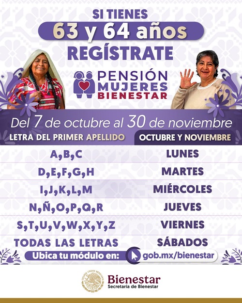 En Colima inicia el registro a la Pensión para el Bienestar de las Mujeres Adultas Mayores de 60 a 64 años