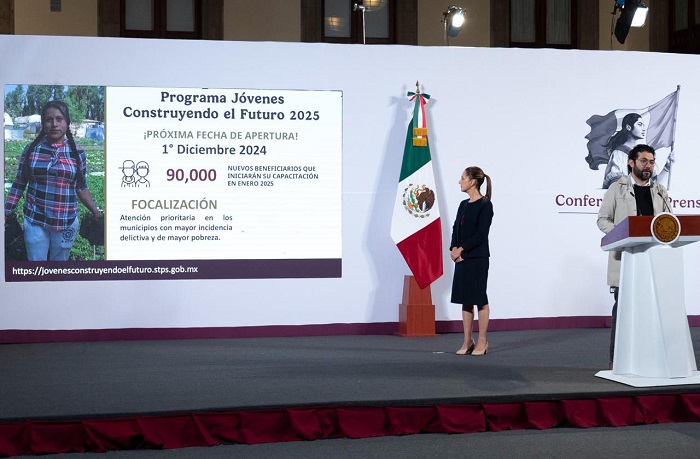 Anuncia presidenta Claudia Sheinbaum Inscripción al programa Jóvenes Construyendo el Futuro 2025 para garantizar el derecho al trabajo y fortalecer la construcción de la paz