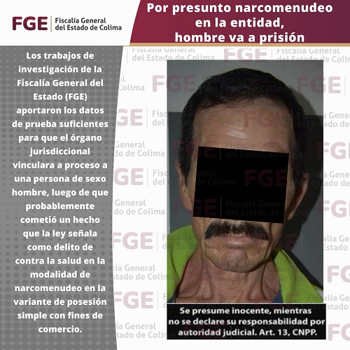 Por presunto narcomenudeo en la entidad, hombre va a prisión