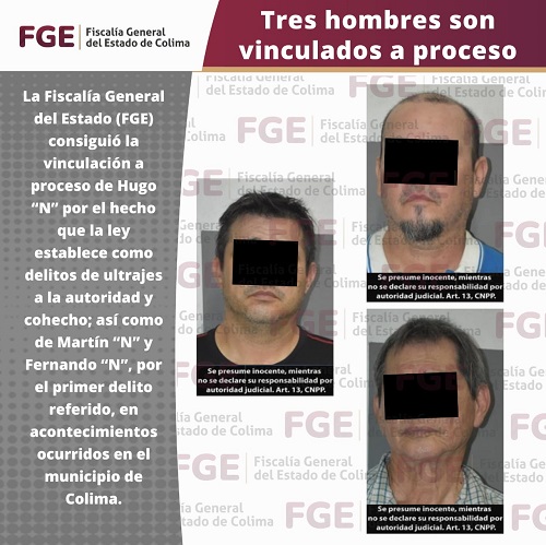Tres hombres son vinculados a proceso