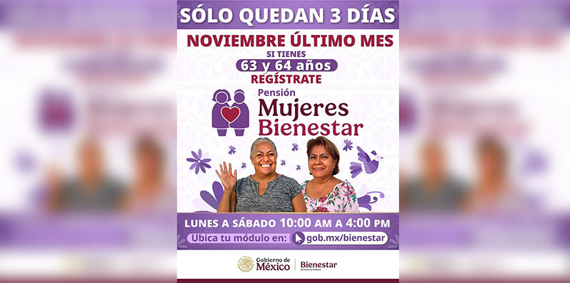 Aún quedan tres días para el registro a la Pensión Mujeres Bienestar, informa Ariadna Montiel
