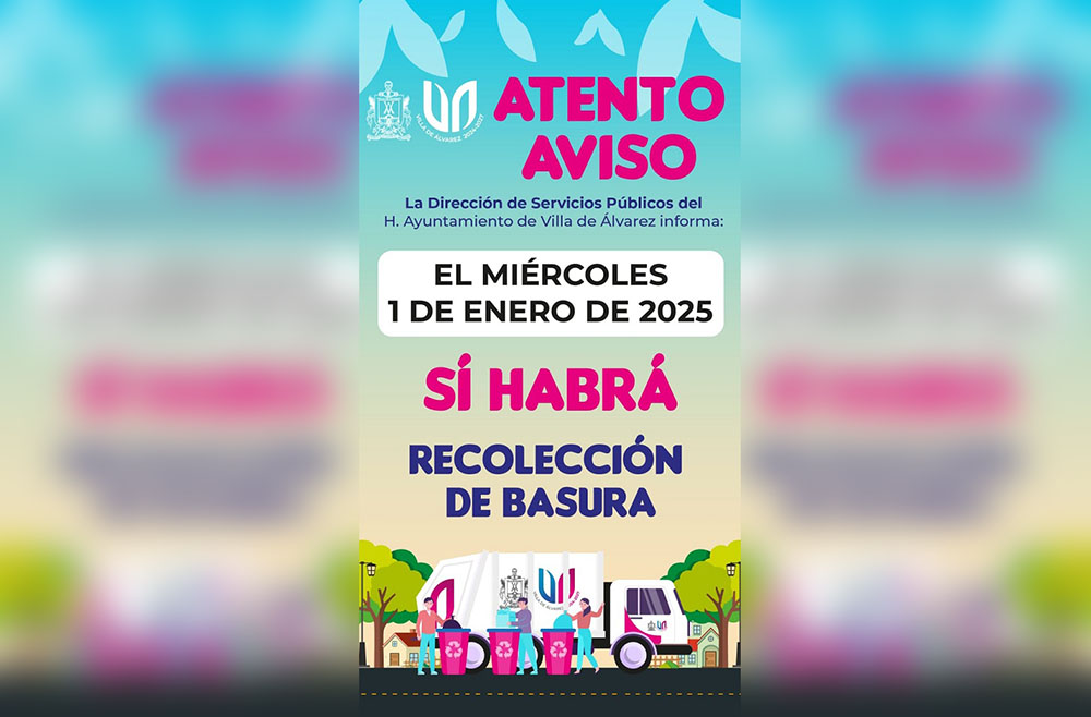 También el 31 de diciembre y primero de enero habrá recolección de basura