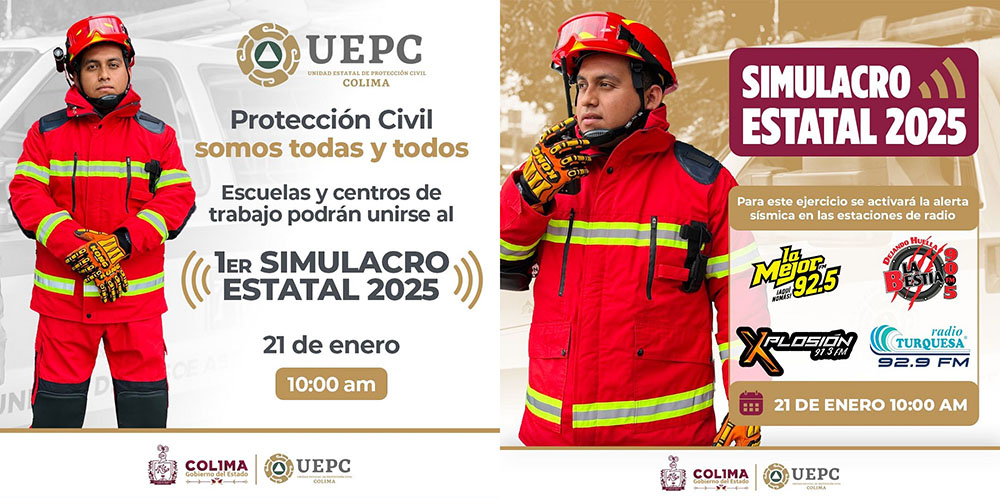 Este martes se realiza en el estado de Colima el Simulacro Estatal 2025