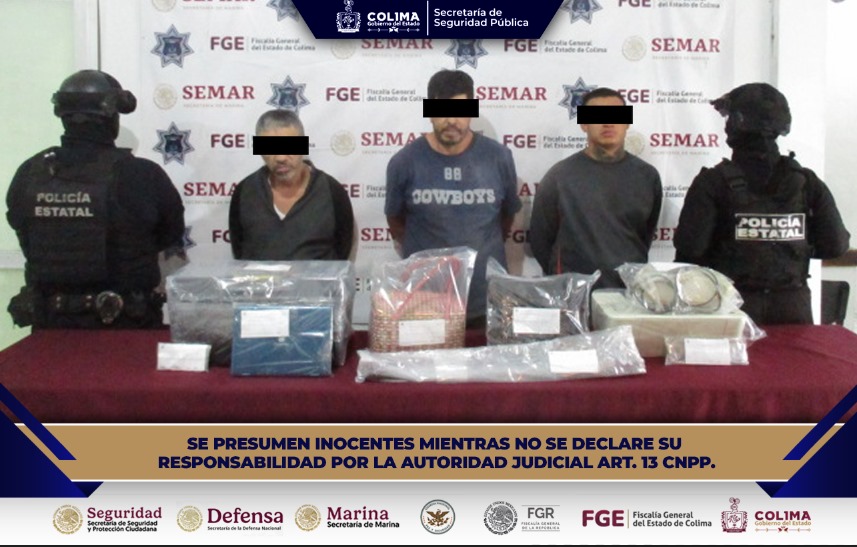 SSP y Marina detienen a tres masculinos por robo calificado en el municipio de Colima