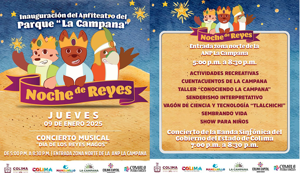 Gobierno de Colima invita a la ‘Noche de Reyes’ e inauguración del anfiteatro del Parque Ecológico ‘La Campana’