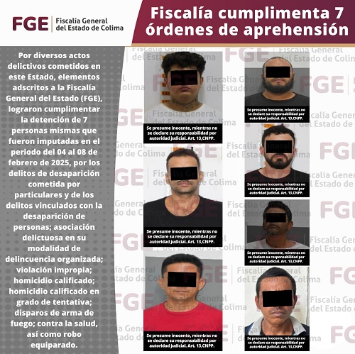 Fiscalía cumplimenta 7 órdenes de aprehensión
