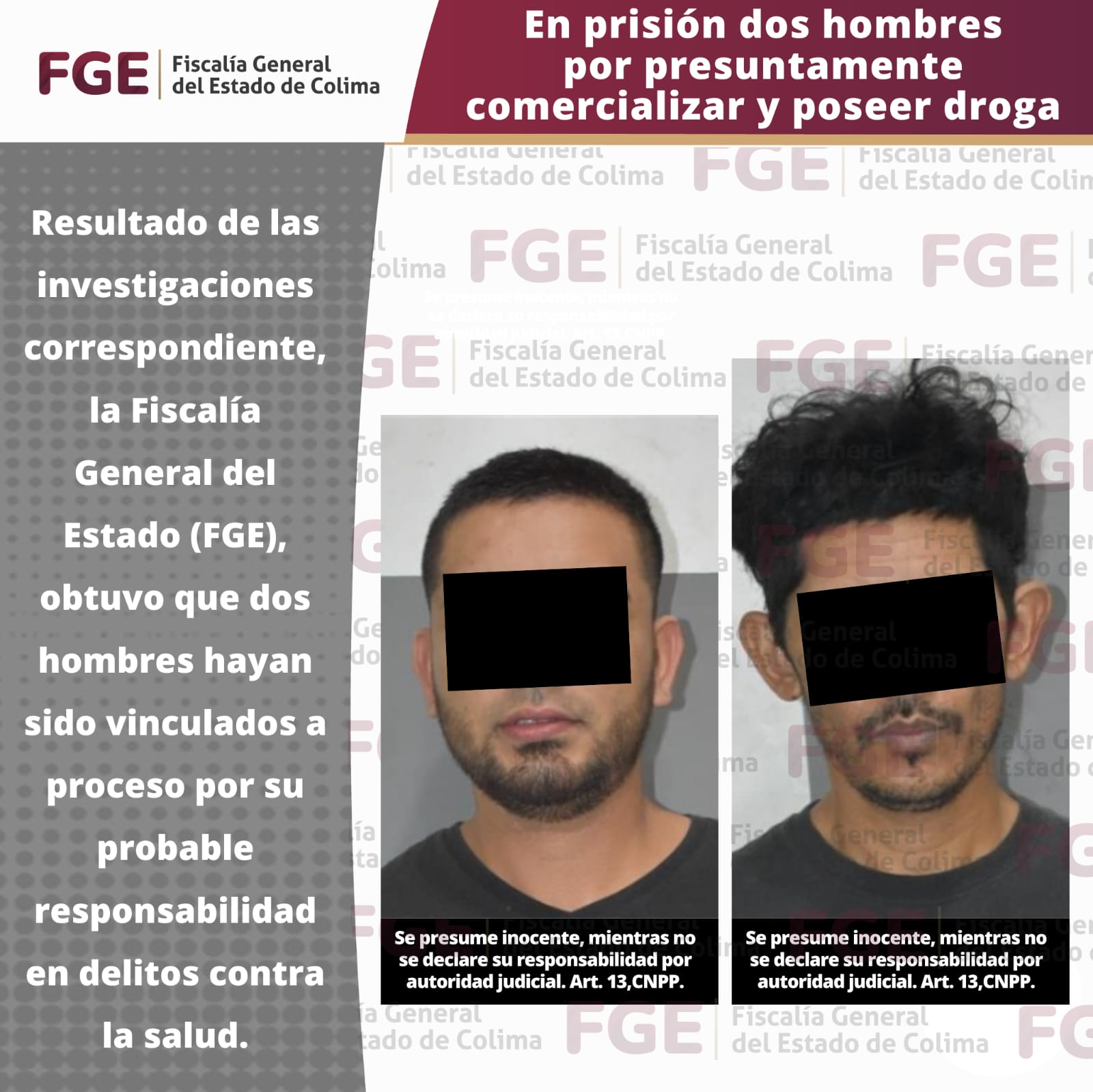 En prisión dos hombres por presuntamente comercializar y poseer droga