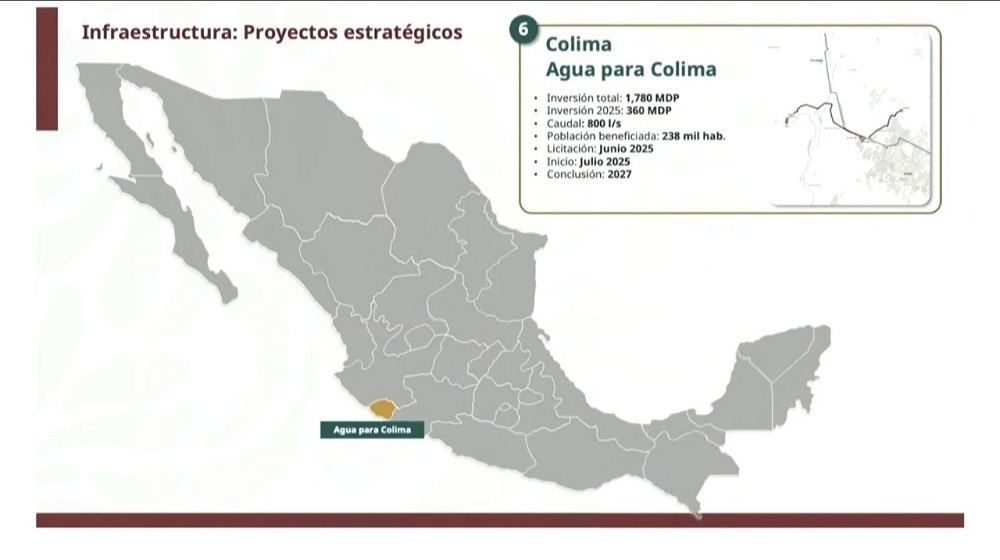 Iniciará en julio la construcción del Acueducto Agua Fría-Colima; quedaría terminado en 2027