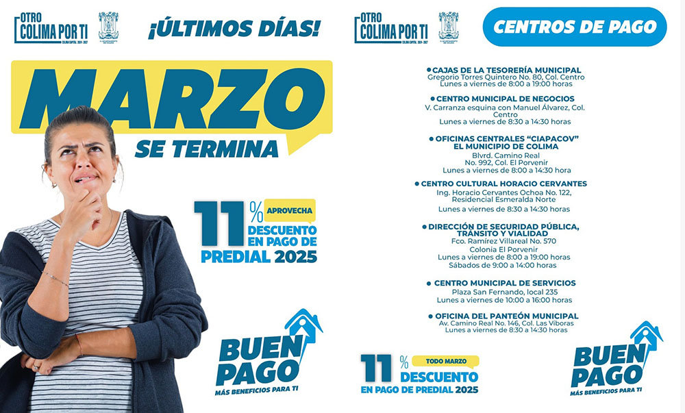 Presidente Riult Rivera invita a aprovechar la última semana de descuentos del 11% en predial y licencias