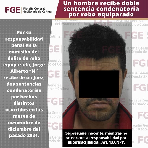 Un hombre recibe doble sentencia condenatoria por robo equiparado
