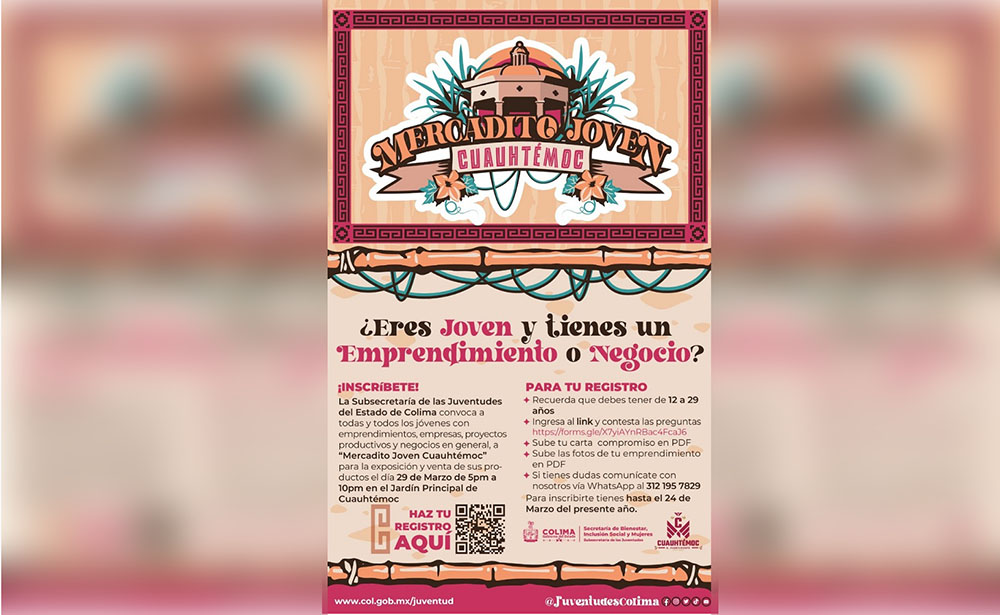 Subsejuv abre inscripciones para el Mercadito Joven del 29 de marzo, en Cuauhtémoc