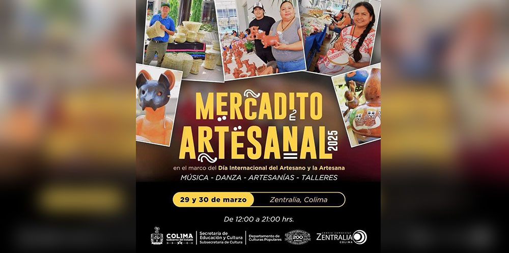 Cultura Colima invita al Mercadito Artesanal con más de 50 exponentes
