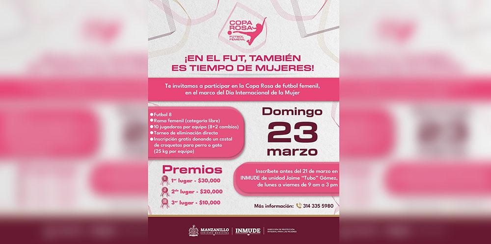 Gobierno de Rosi Bayardo invita a participar en la ‘Copa Rosa’ de futbol femenil