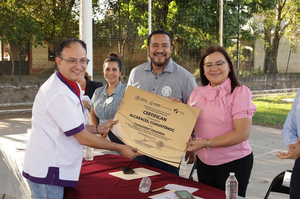 Salud Colima certifica a Alcaraces como Comunidad Saludable