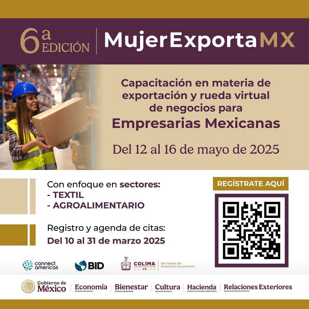 Sedeco Colima invita a la 6ª edición de ‘Mujer Exporta MX’, del 12 al 16 de mayo