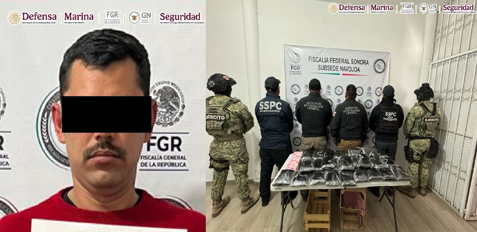 Detienen en Sonora a un hombre que transportaba 32 kilos de fentanilo ocultos en un cargamento de nopales