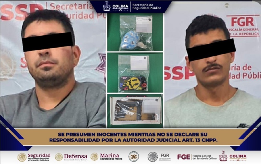 Detienen PEP y Semar a dos personas por delitos contra la salud y violación a la Ley Federal de Armas de Fuego, en Armería