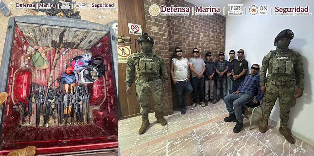 Tras repeler una agresión en Tamaulipas, detienen a once personas con un arsenal