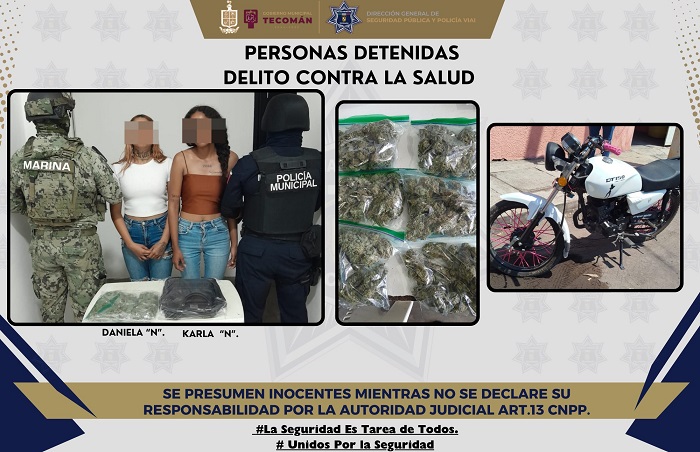 Detienen a dos mujeres por delitos contra la salud en Tecomán