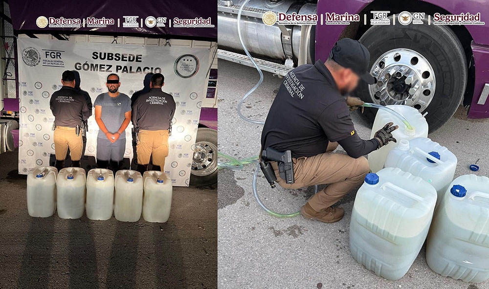 Aseguran en Durango alrededor de 250 litros de heroína y en Coahuila cerca de 50 kilos de metanfetamina