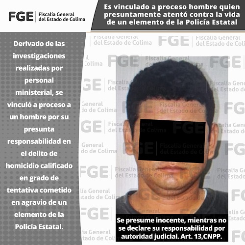 Es vinculado a proceso hombre quien presuntamente atentó contra la vida de un elemento de la Policía Estatal