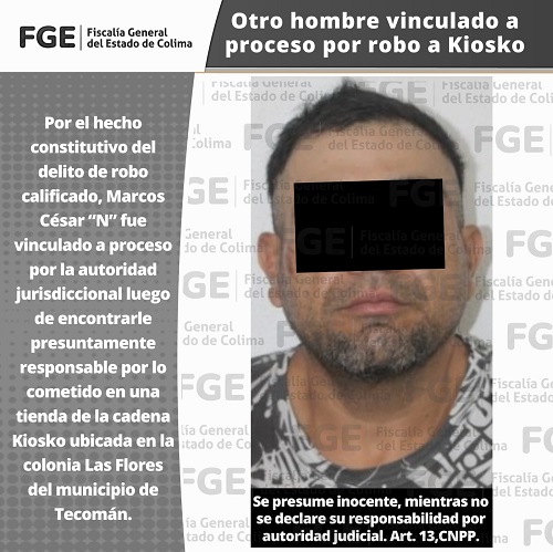 Otro hombre vinculado a proceso por robo a Kiosko