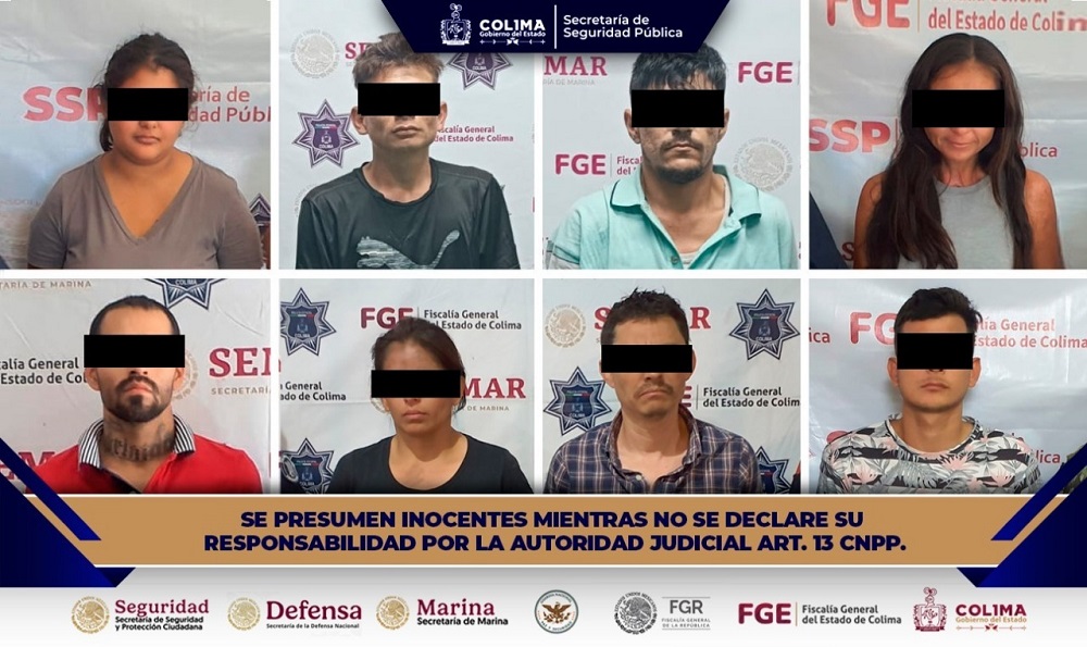 SSP Colima informa detención de ocho personas por presuntos delitos contra la salud