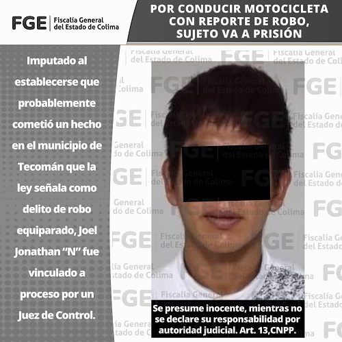 Por conducir motocicleta con reporte de robo, sujeto va a prisión