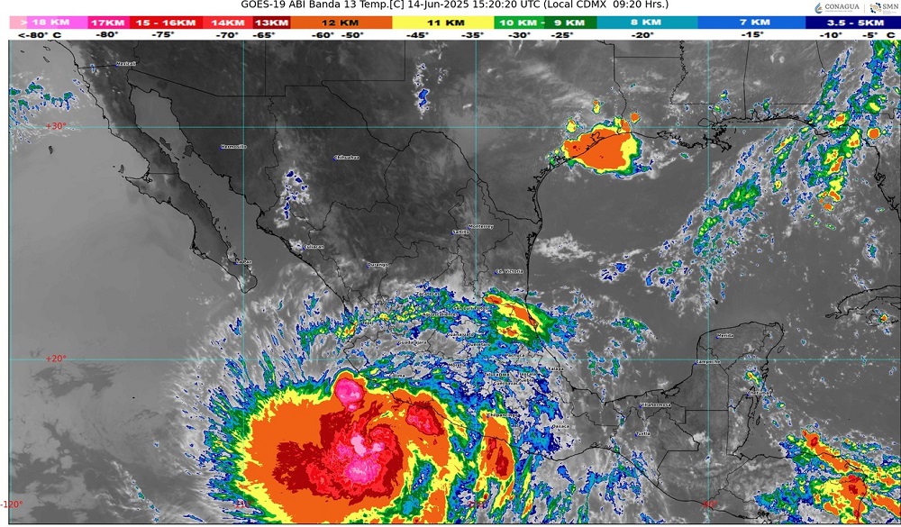 Tormenta tropical ‘Dalila’ se desplaza en el Pacífico; podría generar lluvias intensas en zonas del Estado de Colima
