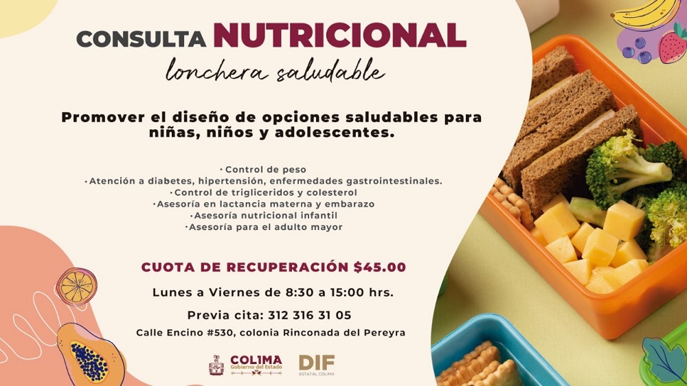 DIF Estatal invita a participar en consultas nutricionales para diseñar una lonchera saludable