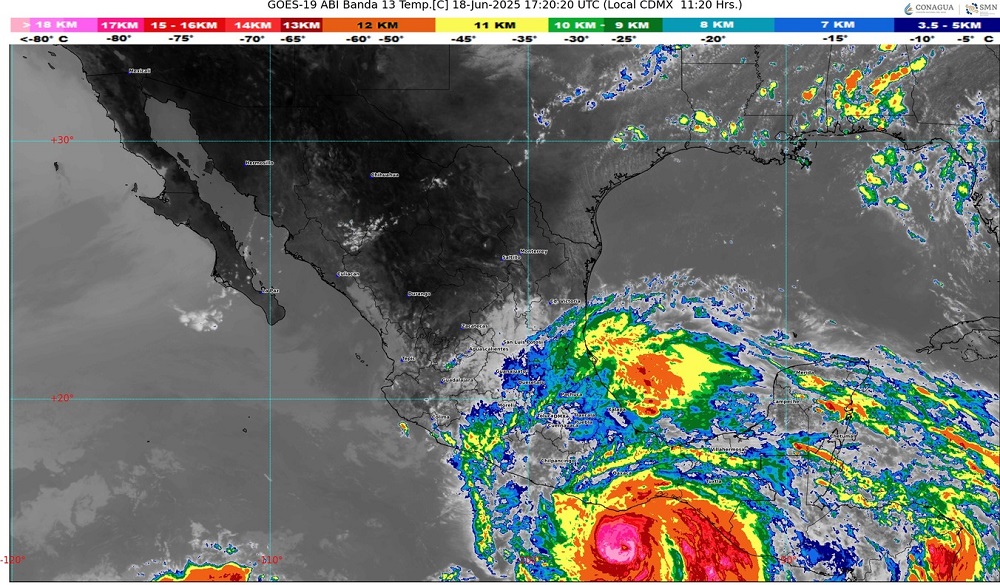 ‘Érick’ ya es huracán categoría 2 y se prevé que este jueves se intensifique a nivel 3
