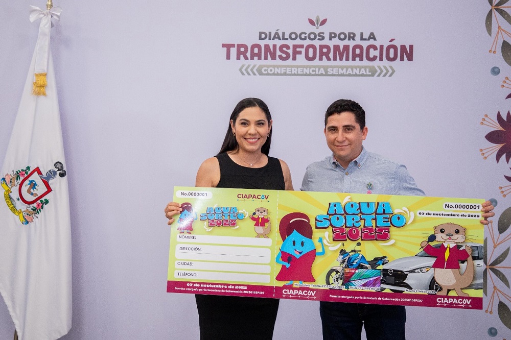 Gobernadora y director de Ciapacov presentan ‘AquaSorteo 2025’; será el 7 de noviembre en la Feria de Colima