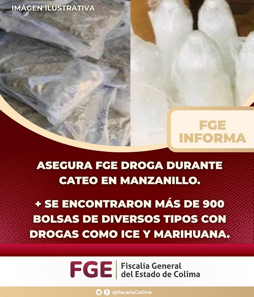 Asegura FGE droga durante cateo en Manzanillo
