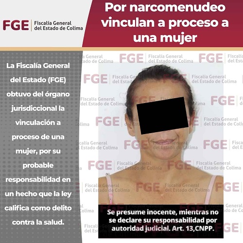 Por narcomenudeo vinculan a proceso a una mujer