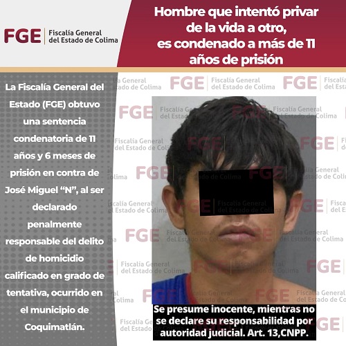 Hombre que intentó privar de la vida a otro, es condenado a más de 11 años de prisión