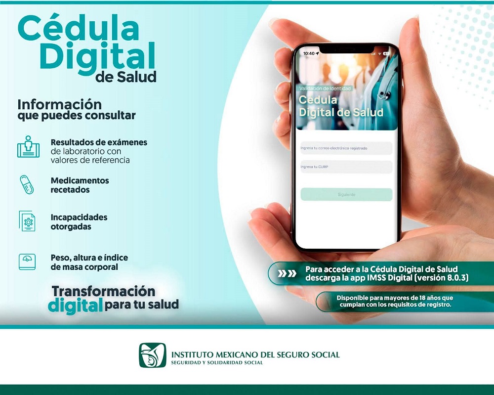 Invita IMSS Colima a consultar la Cédula Digital de Salud a través de la App IMSS Digital