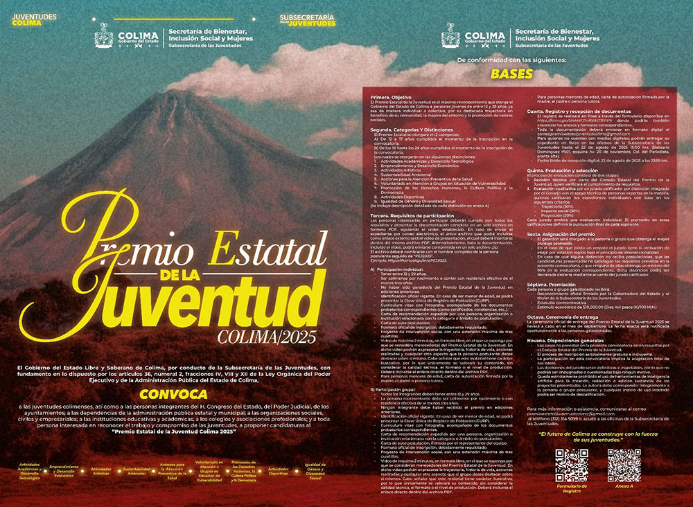 Subsejuv presenta la convocatoria al Premio Estatal de la Juventud 2025