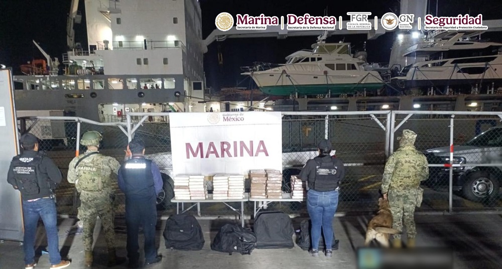 En Baja California, se aseguraron aproximadamente 200 kilos de cocaína que estaban ocultos en un contenedor