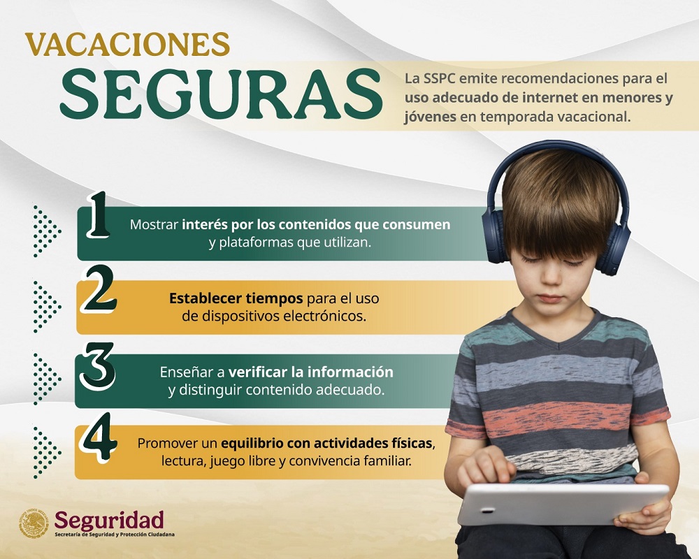 SSPC emite recomendaciones para el uso adecuado de internet en menores y jóvenes en temporada vacacional