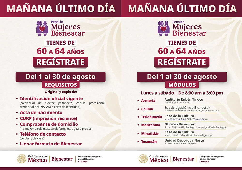 A dos días de que concluya registro, exhorta secretaria Ariadna Montiel a inscribirse a la Pensión Mujeres Bienestar