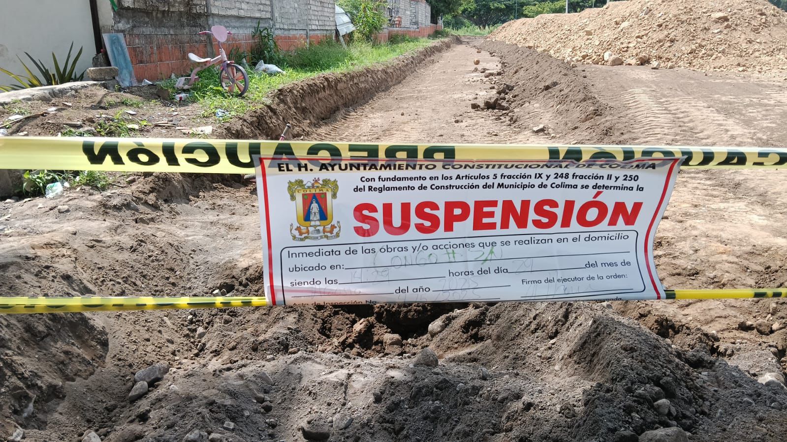 Ayuntamiento de Colima suspende obra irregular que dañaba arbolado en Bosques del Sur