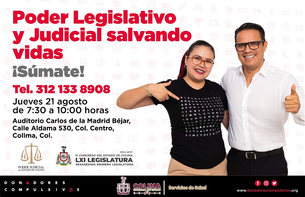 Impulsan Poderes Legislativo y Judicial junto a Donadores Compulsivos, campaña de donación de sangre